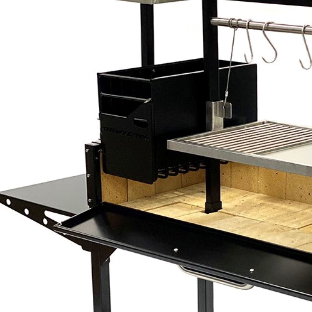 Tagwood BBQ Fully Assembled Black Argentine Santa Maria Wood Fire & Charcoal Grill - BBQ03SIF - by Tagwood BBQ | Buy at Agent BBQ