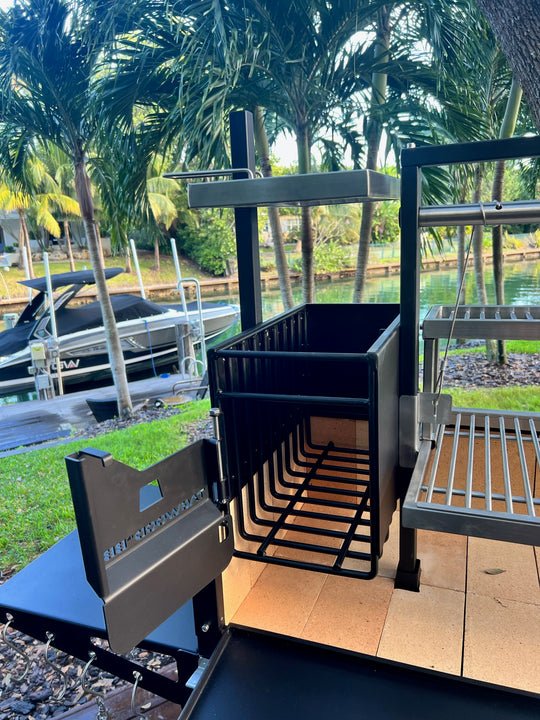 Tagwood BBQ Fully Assembled Black Argentine Santa Maria Wood Fire & Charcoal Grill - BBQ03SIF - by Tagwood BBQ | Buy at Agent BBQ