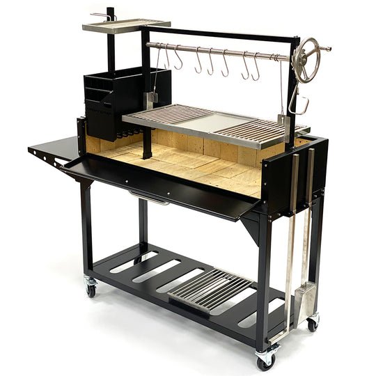 Tagwood BBQ Fully Assembled Black Argentine Santa Maria Wood Fire & Charcoal Grill - BBQ03SIF - by Tagwood BBQ | Buy at Agent BBQ