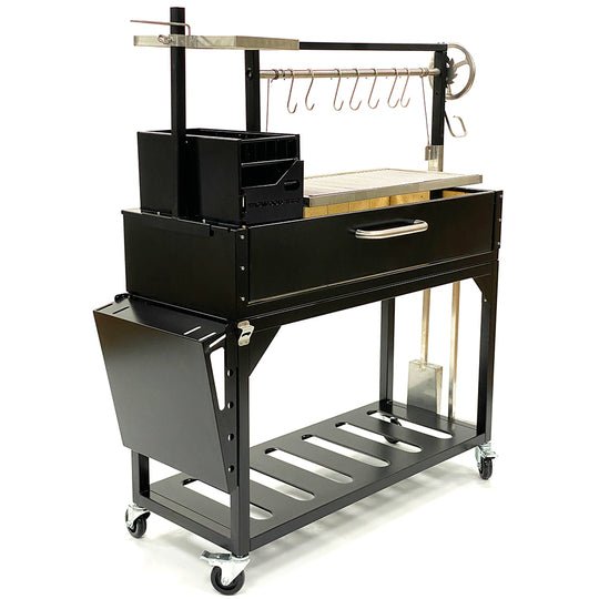 Tagwood BBQ Fully Assembled Black Argentine Santa Maria Wood Fire & Charcoal Grill - BBQ03SIF - by Tagwood BBQ | Buy at Agent BBQ