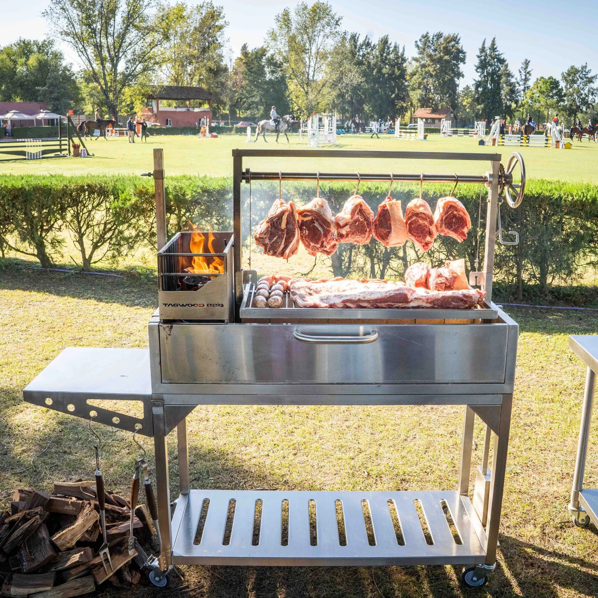 Tagwood BBQ03SS Freestanding Santa Maria Argentine Grill With 6" Casters - by Tagwood BBQ | Buy at Agent BBQ