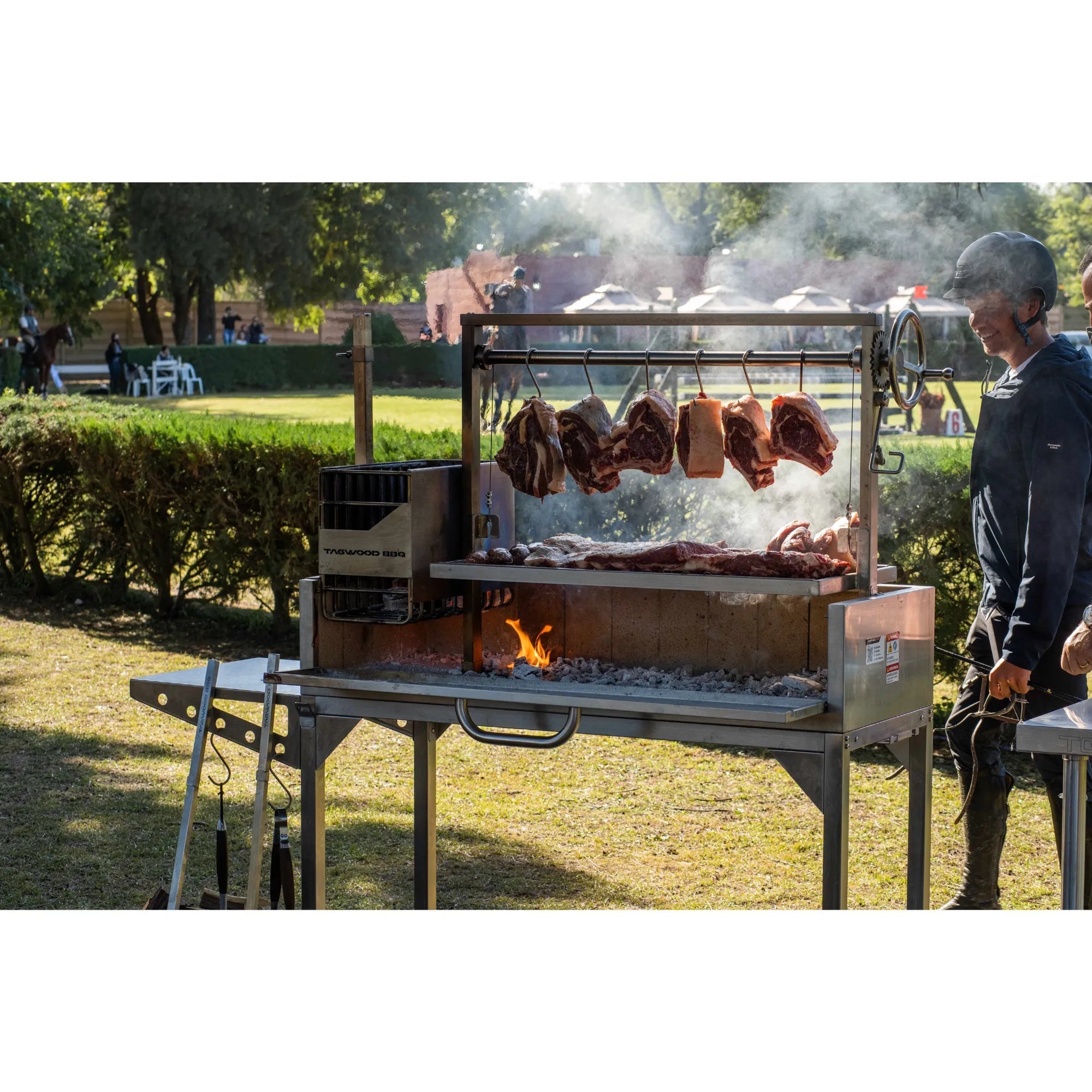 Tagwood BBQ03SS Freestanding Santa Maria Argentine Grill With 6" Casters - by Tagwood BBQ | Buy at Agent BBQ