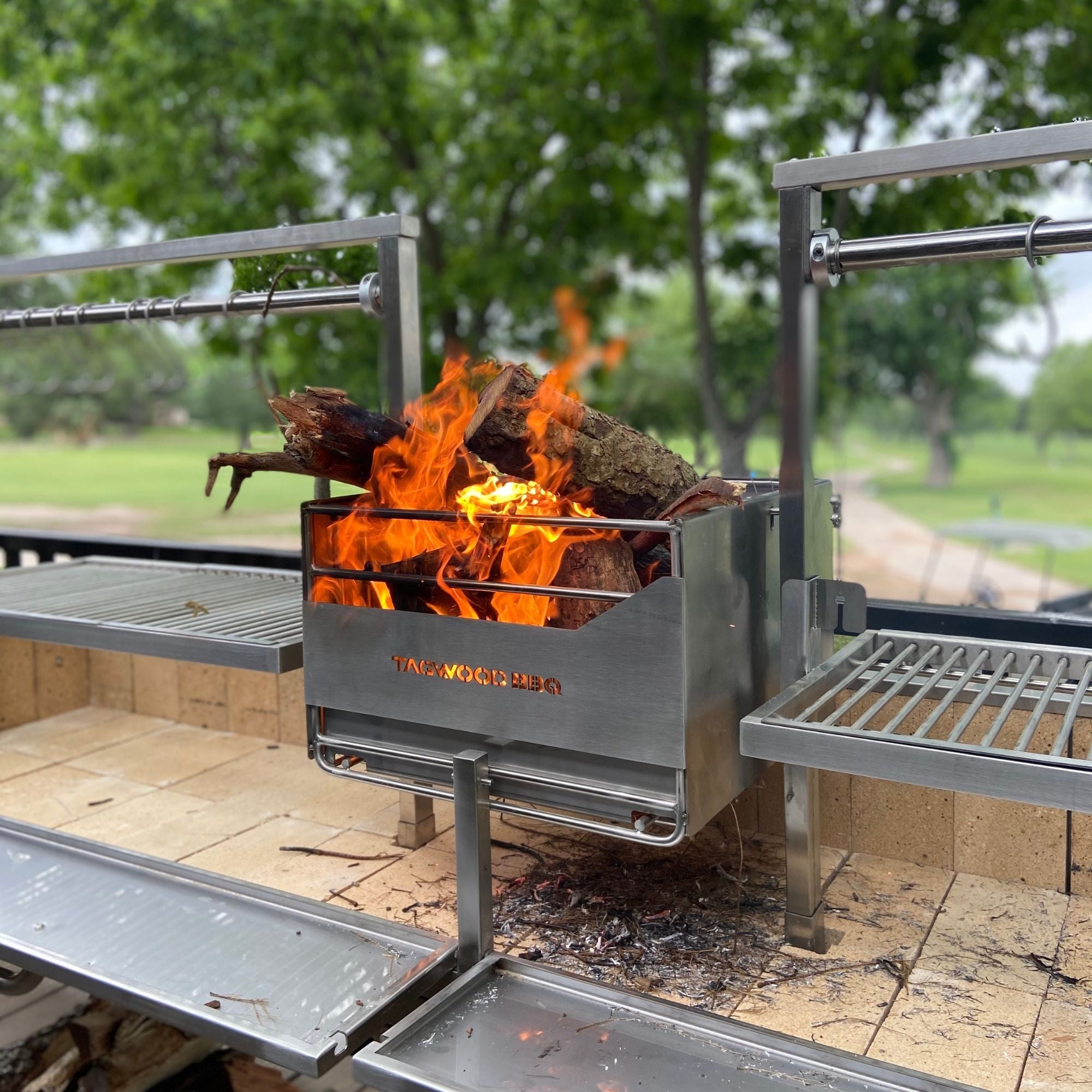 Tagwood BBQ04SS BBQ Double Argentine Santa Maria Freestanding Charcoal Grill - by Tagwood BBQ | Buy at Agent BBQ