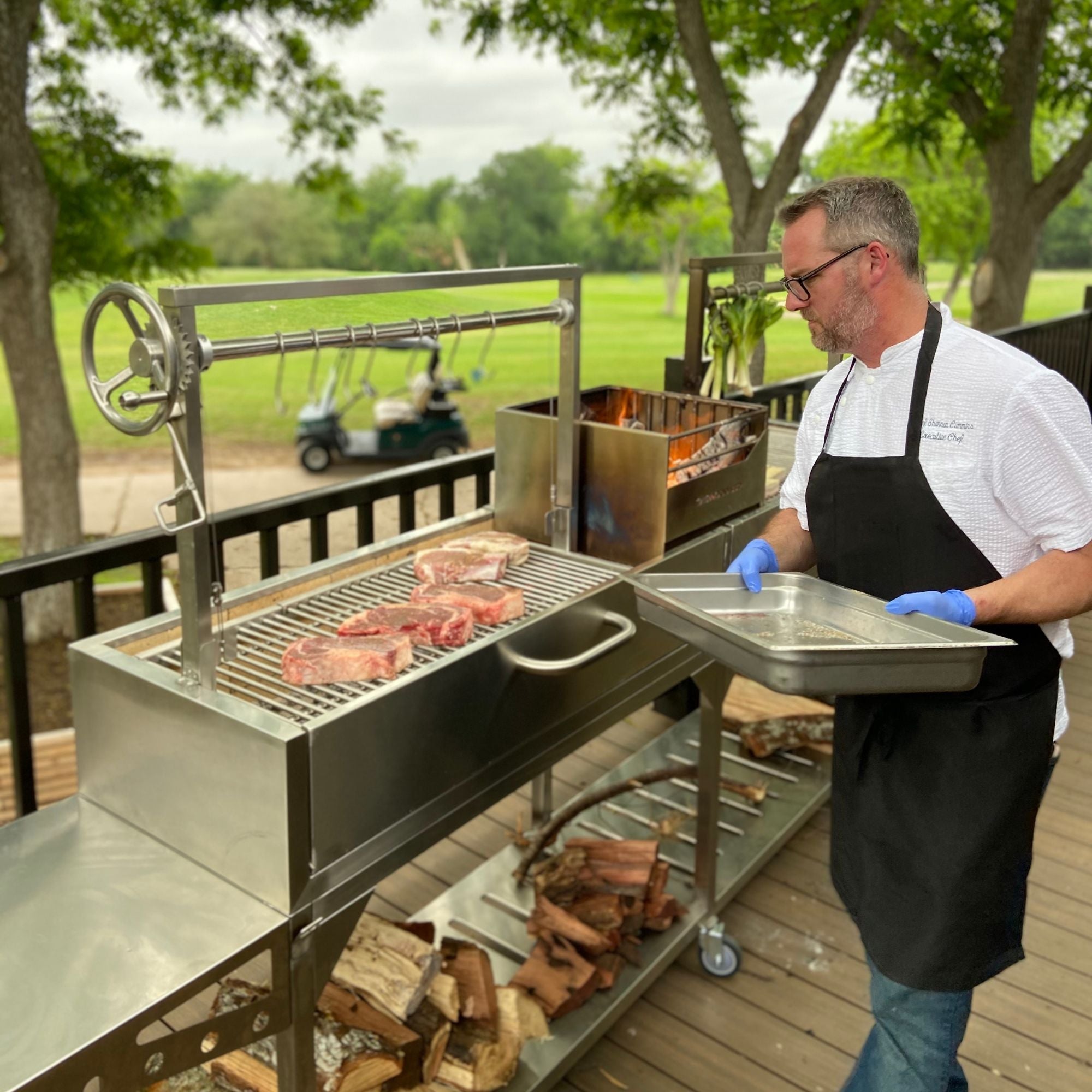 Tagwood BBQ04SS BBQ Double Argentine Santa Maria Freestanding Charcoal Grill - by Tagwood BBQ | Buy at Agent BBQ