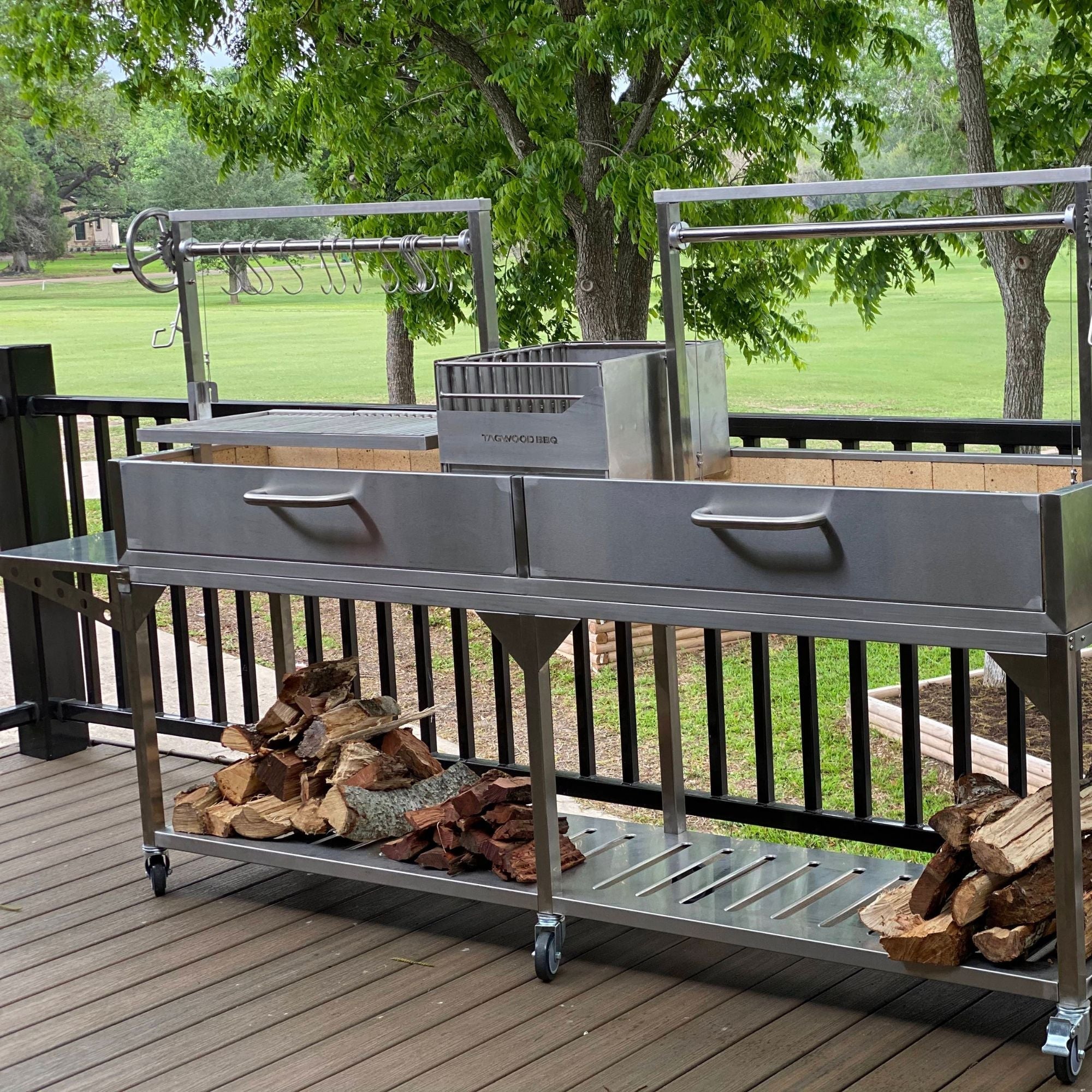 Tagwood BBQ04SS BBQ Double Argentine Santa Maria Freestanding Charcoal Grill - by Tagwood BBQ | Buy at Agent BBQ