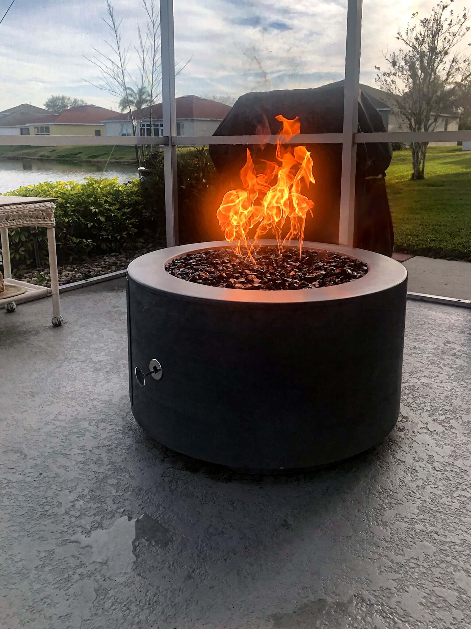 32" Florence Concrete Fire Pit - OPT - FL3218 - by The Outdoor Plus | Buy at Agent BBQ