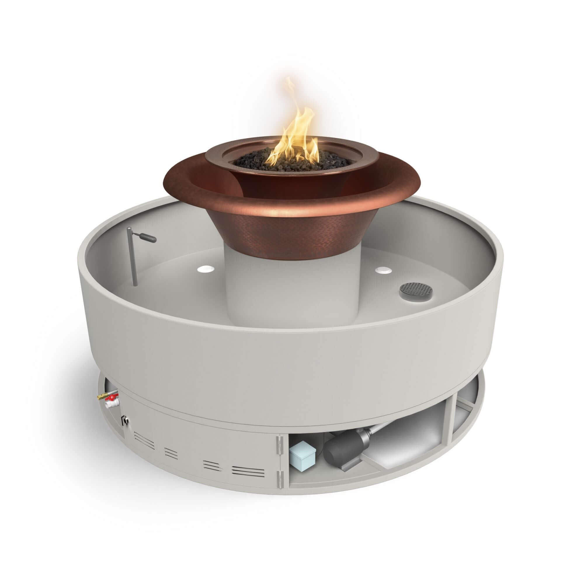 60" Round Olympian Fire & Water Fountain - Copper - 360 Spill - OPT - OLY60E12 - by The Outdoor Plus | Buy at Agent BBQ