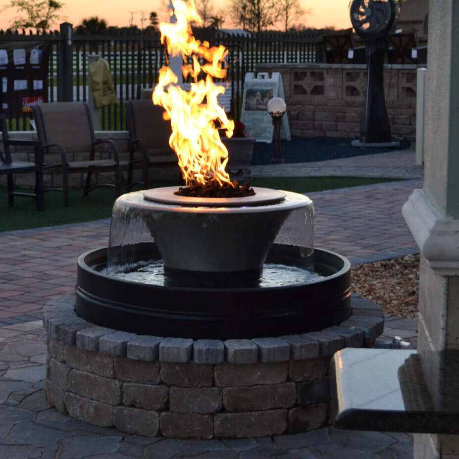 60" Round Olympian Fire & Water Fountain - Copper - 360 Spill - OPT - OLY60E12 - by The Outdoor Plus | Buy at Agent BBQ