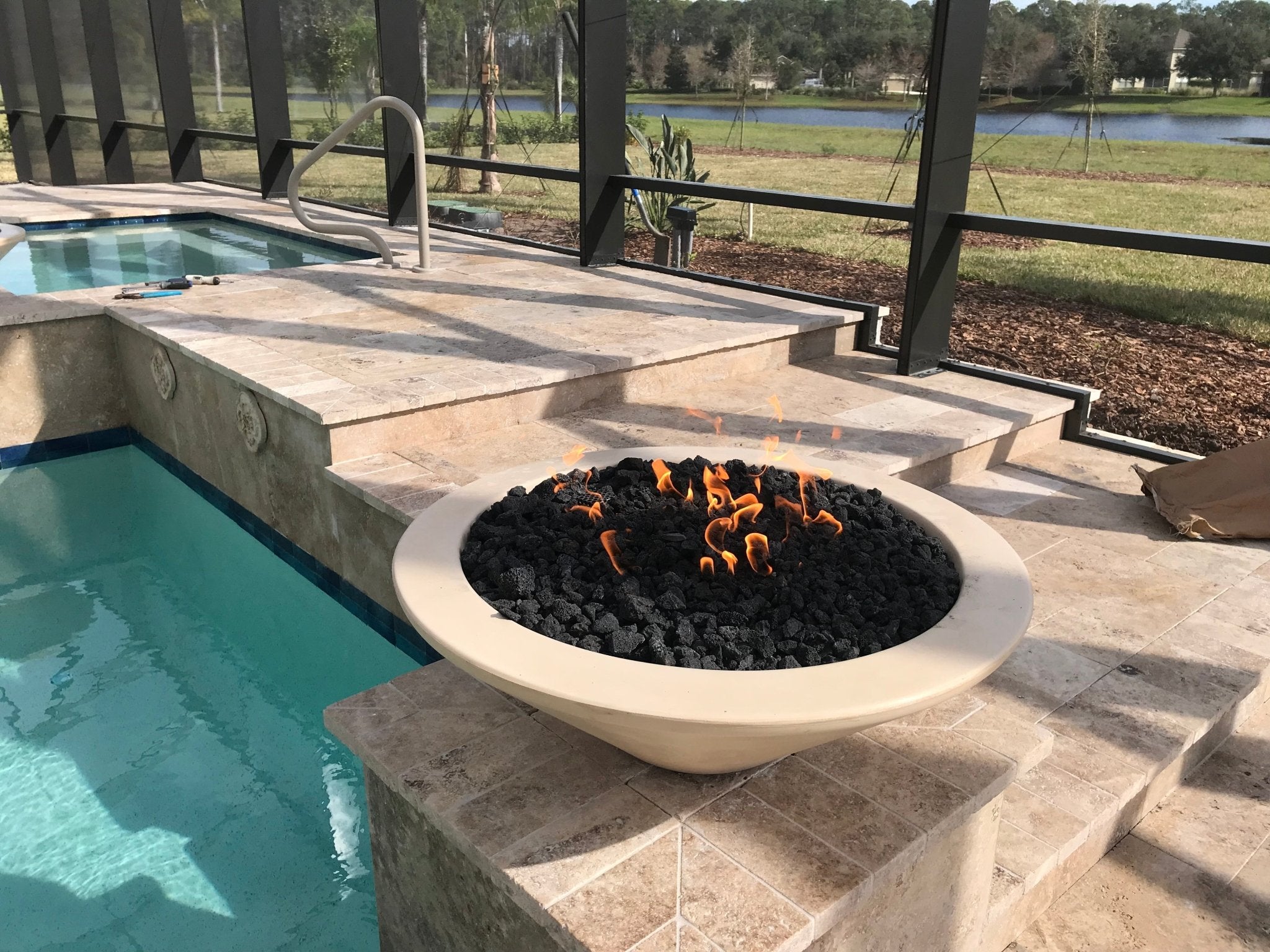 Cazo 24 - Inch Round Concrete Fire Bowl - by The Outdoor Plus | Buy at Agent BBQ