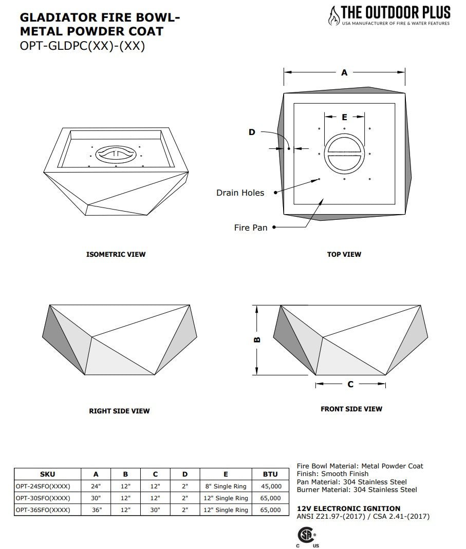 Gladiator Powdercoat Metal Fire Bowl - Concrete Fire Bowl by The Outdoor Plus | Buy at Agent BBQ