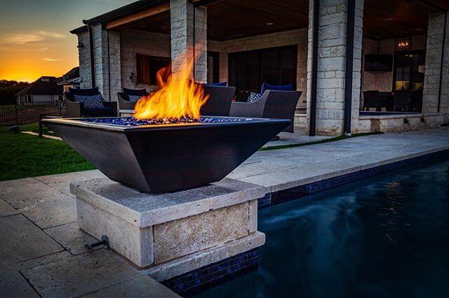 Maya 36 - Inch Square Concrete Fire Bowl - OPT - 36SFO - by The Outdoor Plus | Buy at Agent BBQ