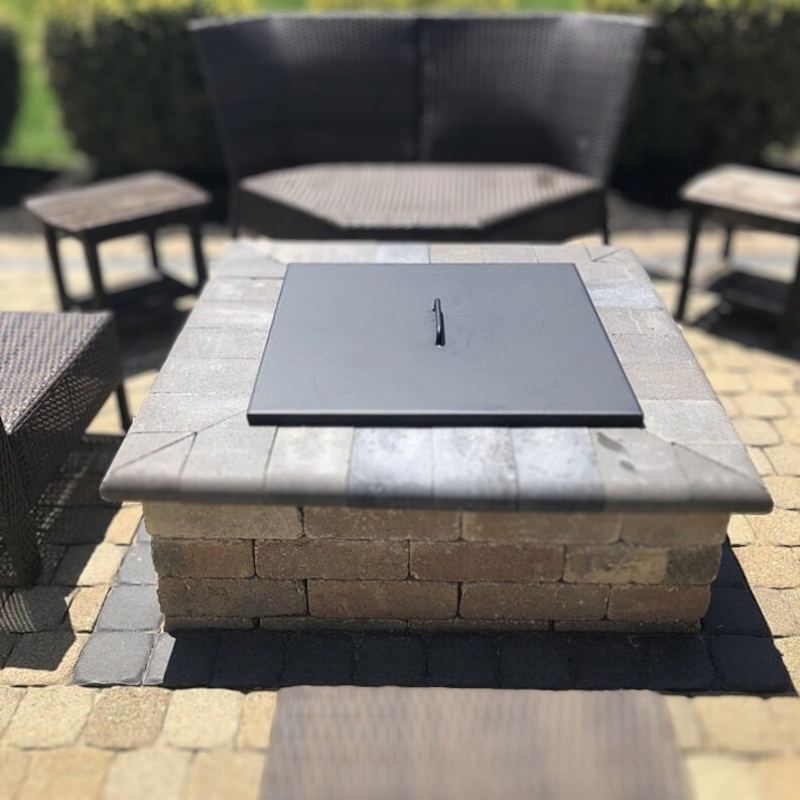 TOP Stainless Steel Cover with Handle For Square Fire Pits & Bowls - by The Outdoor Plus | Buy at Agent BBQ
