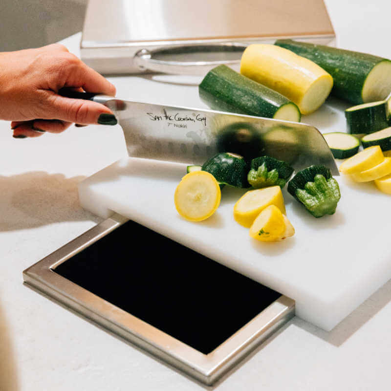 TrueFlame 14 - Inch x 10 - Inch Trash Chute & Cutting Board with Lid - TF - TC - 14 - by TrueFlame | Buy at Agent BBQ