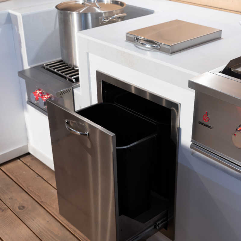 TrueFlame 14 - Inch x 10 - Inch Trash Chute & Cutting Board with Lid - TF - TC - 14 - by TrueFlame | Buy at Agent BBQ