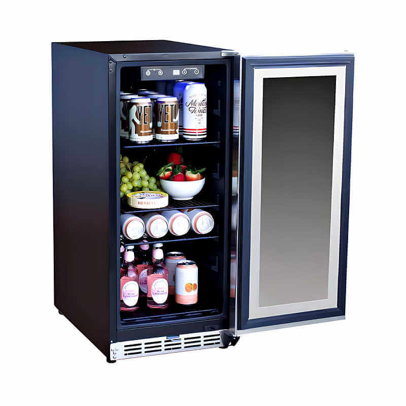 TrueFlame 15 Inch 3.2 Cu. Ft. Outdoor Refrigerator With Glass Door - AMD - RFR - 15G - by TrueFlame | Buy at Agent BBQ