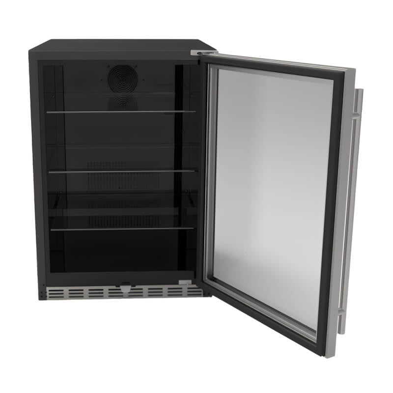 TrueFlame 24 Inch 5.1 Cu. Ft. Outdoor Rated Refrigerator With Glass Door - by TrueFlame | Buy at Agent BBQ