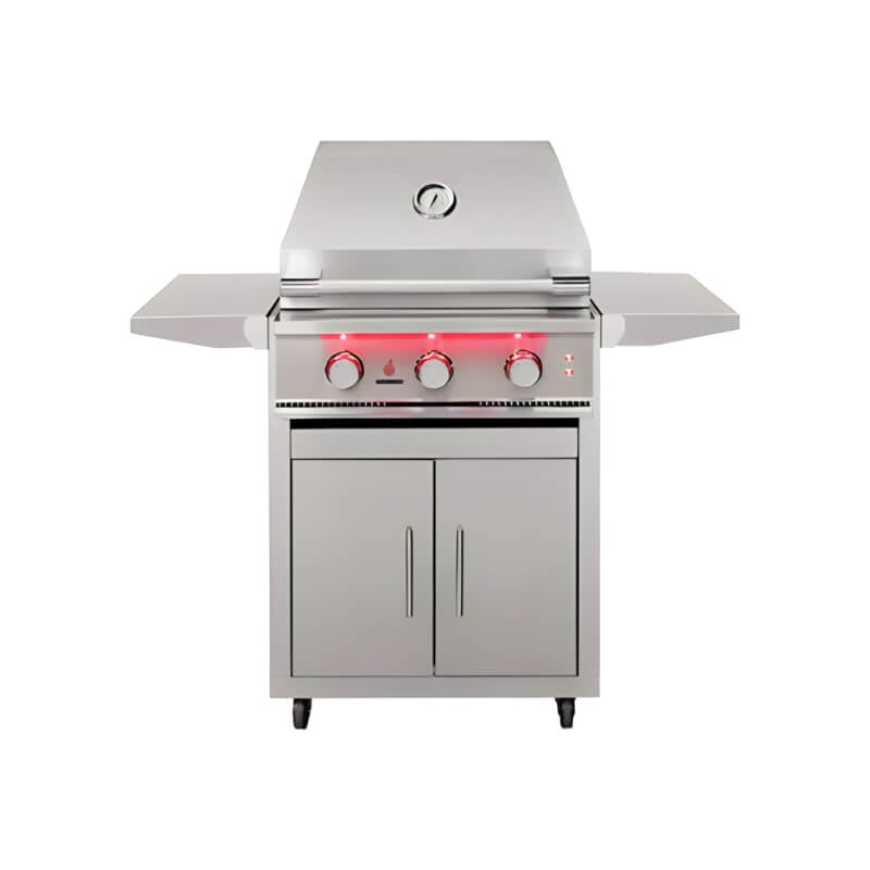 TrueFlame 25 - Inch Stainless Steel Deluxe Grill Cart with Fold - Down Side Shelves - CART - TF - 25DC - by TrueFlame | Buy at Agent BBQ