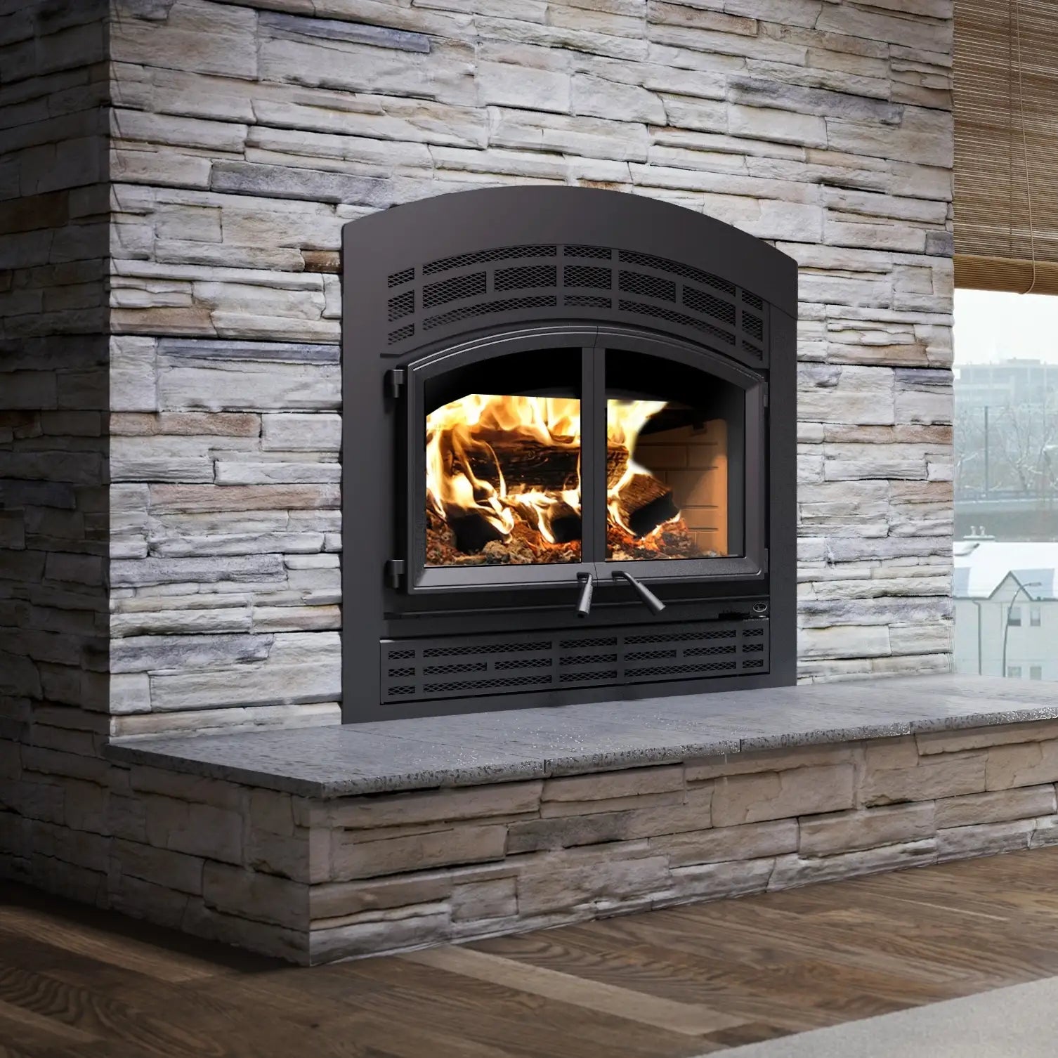 Valcourt FP15 Waterloo Arched Wood Fireplace - Includes Blower - Wood Burning Fireplace by Valcourt | Buy at Agent BBQ