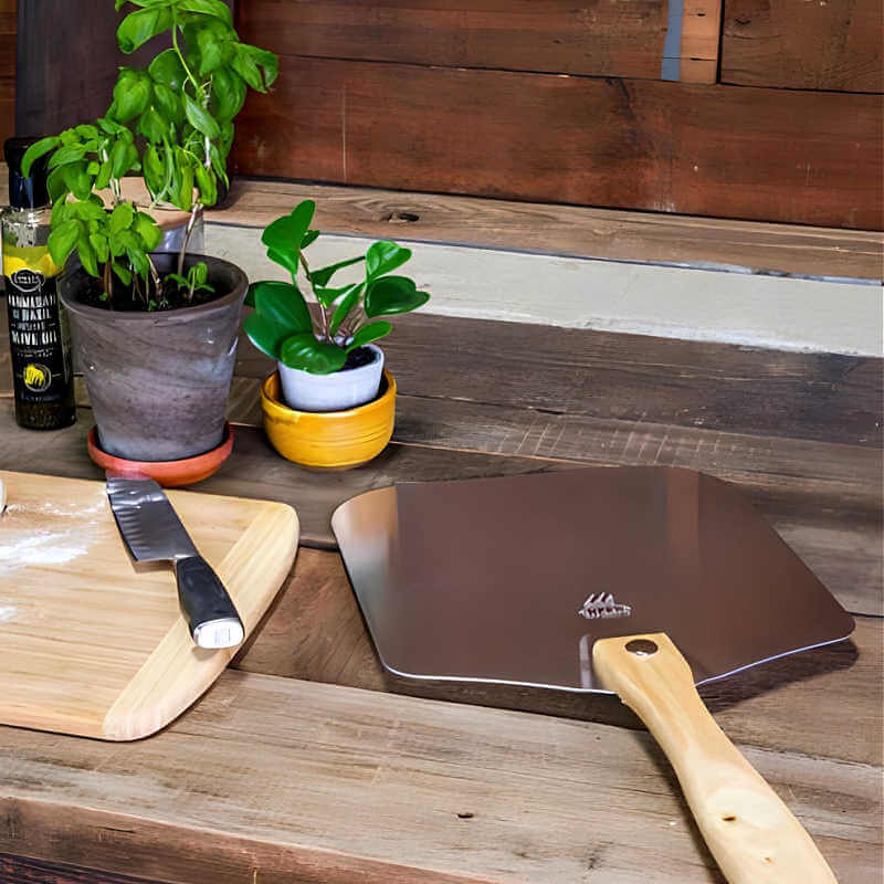 WPPO Folding Aluminum Pizza Peel With Wood Handle - WKPA - 1225WF - by WPPO | Buy at Agent BBQ