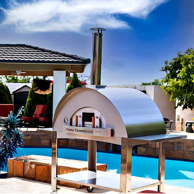 WPPO Karma 55 Inch Commercial Stainless Steel Wood Fired Pizza Oven - WKK - 04COM - 2 - by WPPO | Buy at Agent BBQ