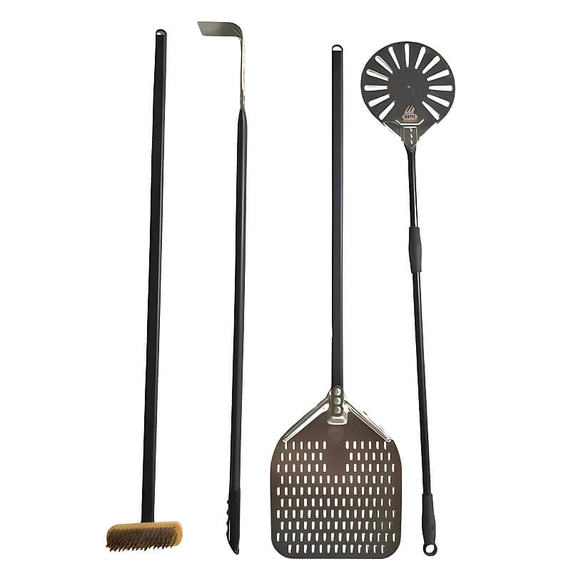WPPO Pro Aluminum 4 Piece Wood - Fired Pizza Oven Utensil Kit - WKPA - 01 - by WPPO | Buy at Agent BBQ