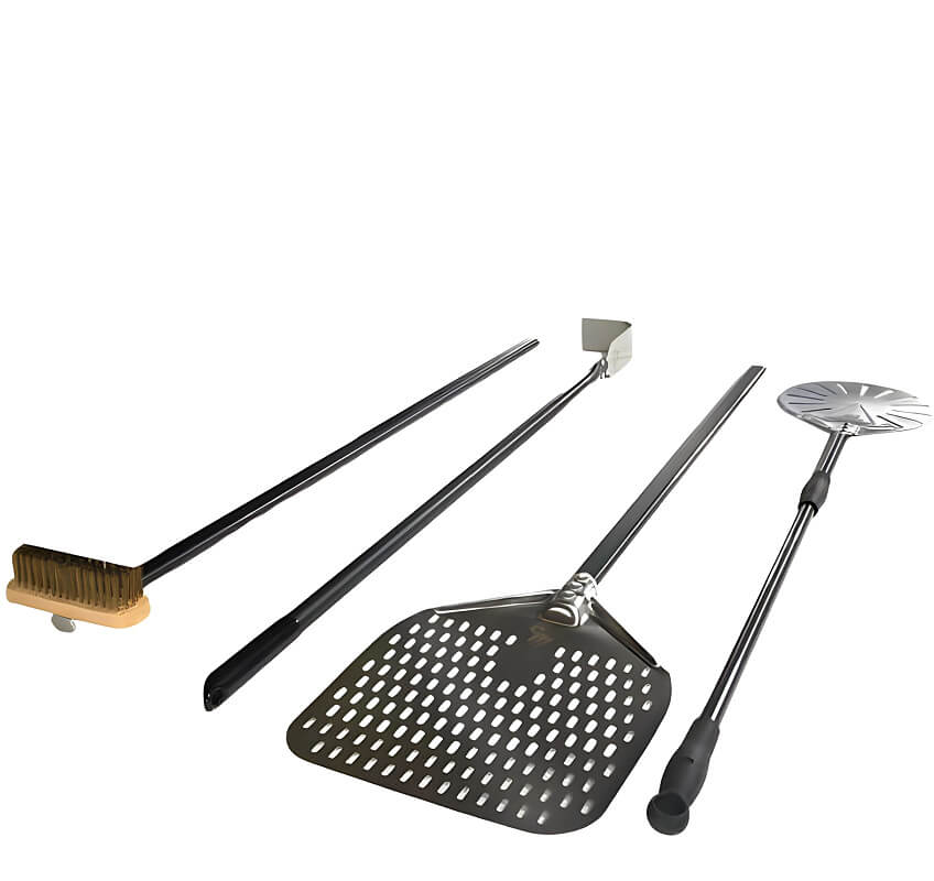 WPPO Pro Aluminum 4 Piece Wood - Fired Pizza Oven Utensil Kit - WKPA - 01 - by WPPO | Buy at Agent BBQ