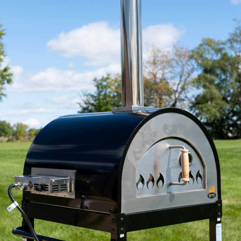 WPPO Traditional Black 25 - Inch Dual Fueled Pizza Oven With Gas Attachment - WKE - 04WG - BLK - by WPPO | Buy at Agent BBQ