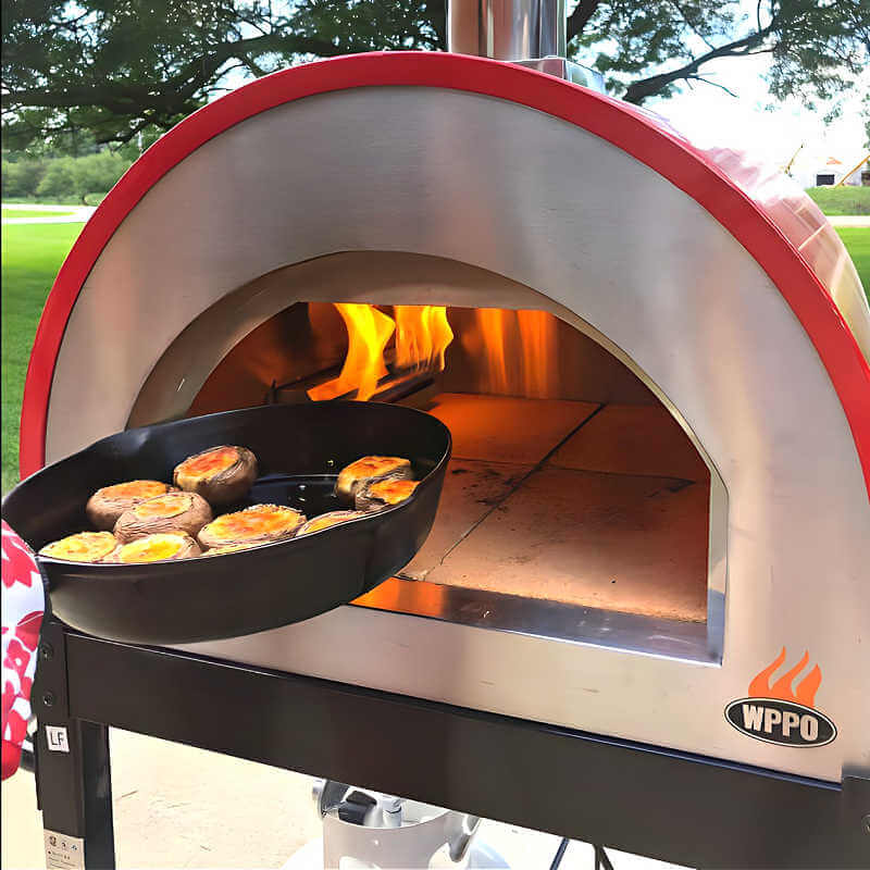 WPPO Traditional Red 25 - Inch Dual Fueled Pizza Oven With Gas Attachment - WKE - 04WG - RED - by WPPO | Buy at Agent BBQ