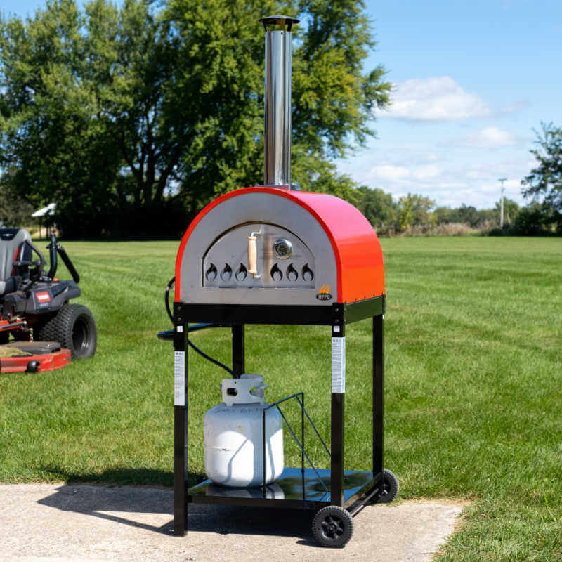 WPPO Traditional Red 25 - Inch Dual Fueled Pizza Oven With Gas Attachment - WKE - 04WG - RED - by WPPO | Buy at Agent BBQ