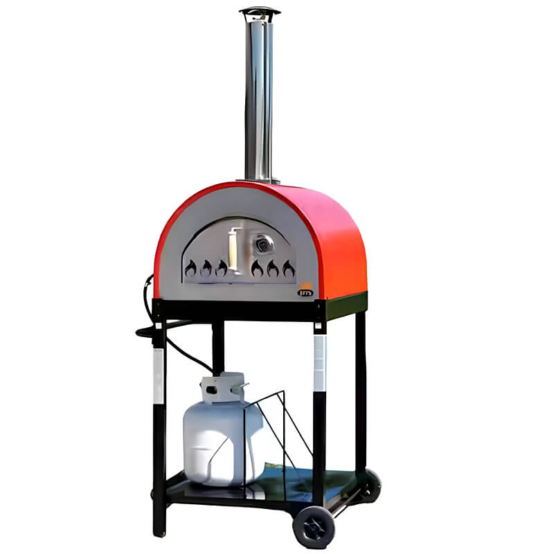 WPPO Traditional Red 25 - Inch Dual Fueled Pizza Oven With Gas Attachment - WKE - 04WG - RED - by WPPO | Buy at Agent BBQ