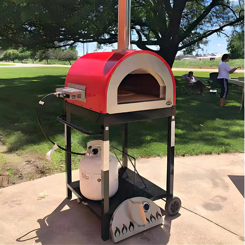 WPPO Traditional Red 25 - Inch Dual Fueled Pizza Oven With Gas Attachment - WKE - 04WG - RED - by WPPO | Buy at Agent BBQ