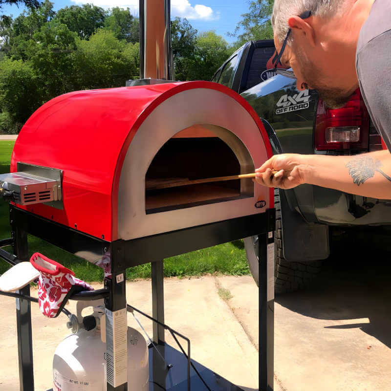 WPPO Traditional Red 25 - Inch Dual Fueled Pizza Oven With Gas Attachment - WKE - 04WG - RED - by WPPO | Buy at Agent BBQ