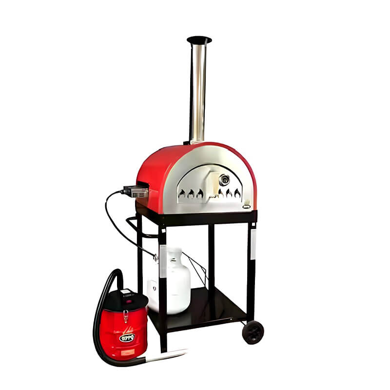 WPPO Traditional Red 25 - Inch Dual Fueled Pizza Oven With Gas Attachment - WKE - 04WG - RED - by WPPO | Buy at Agent BBQ