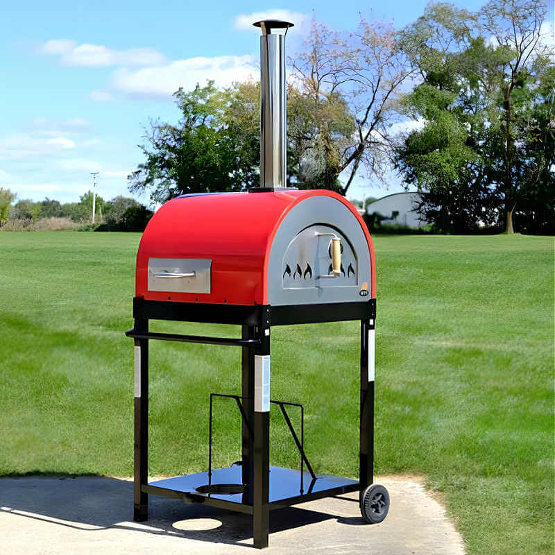 WPPO Traditional Red 25 - Inch Dual Fueled Pizza Oven With Gas Attachment - WKE - 04WG - RED - by WPPO | Buy at Agent BBQ